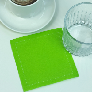 custom apple green cloth coaster – reusable cloth coaster for bar & coffee shops